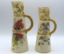 Two Royal Worcester porcelain jugs with gilded & f