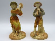 Two Royal Worcester porcelain musicians, Strephon