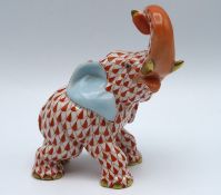A Herend porcelain elephant, no faults, 89mm tall