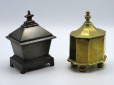 A George III lead sarcophagus shaped tobacco box w