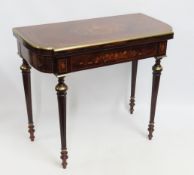 A good 19thC. inlaid rosewood card table with gilt