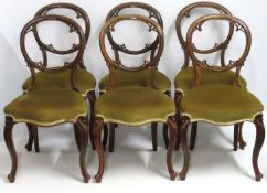 A set of six matching 19thC. walnut serpentine fro