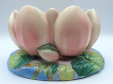 A pink Clarice Cliff pottery no. 973 lily pad, no