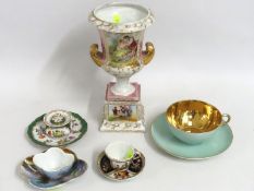A Meissen style small dolls cup & saucer with cros