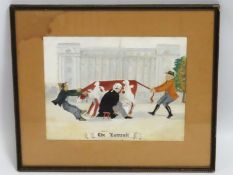 A framed illustration & watercolour titled 'The La