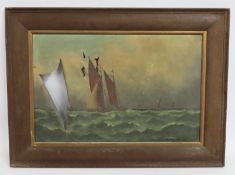 An oak framed indistinctly signed oil on canvas de