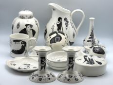 An Aubrey Beardsley patterned jug by Poole Pottery