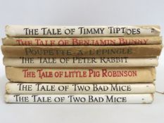 Seven Beatrix Potter books including one in French