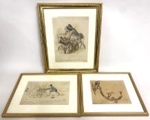 Three framed illustrations, one titled 'Personal e