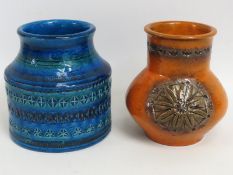Two 20thC. Italian Bitossi vases, one with small chip, tallest 260mm