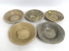 Five Indian marble & limestone plates, largest 235