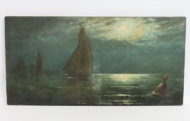 Albert W. Holden, oil on canvas depicting sailboat