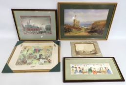 A Gerry Wilson watercolour titled 'Owestry Market