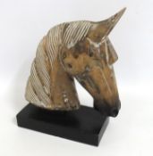 A mounted carved bust of a horse, 340mm tall