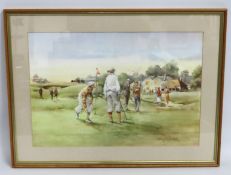 Douglas E. West, a framed watercolour depicting go