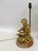 A gilded Cherub lamp base 510mm