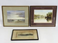 A framed watercolour by George Thompson depicting