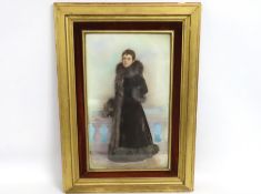 A Victorian reverse painting on glass of woman in