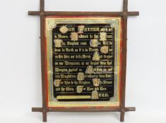 A 19thC. framed with reverse glass gilded letterin