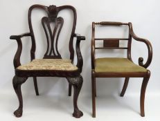 An 18th/19thC. Chippendale style armchair with car