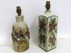 Two Colin Kellam studio pottery lamps with shades