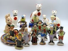 Five Staffordshire style cats including two by Art