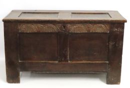 A small 17thC. oak coffer, 928mm wide x 534mm high
