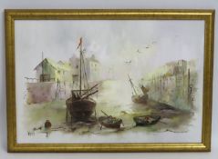 Yashti, a framed oil painting of Polperro, image s