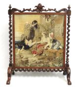 A large, ornate Victorian tapestry firescreen with