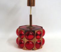 A retro 1960's Swiss Temde pendant red glass light