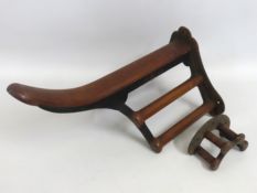 A cast iron & teak Musgrave, Belfast saddle rack w