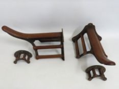 Two cast iron & teak Musgrave, Belfast saddle rack