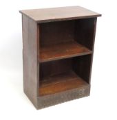 A low level oak shelf unit, 700mm high x 560mm wid