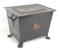 A 19thC. Regency style painted log box with brass