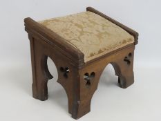 A Gothic style antique oak ecclesiastical stool, 4