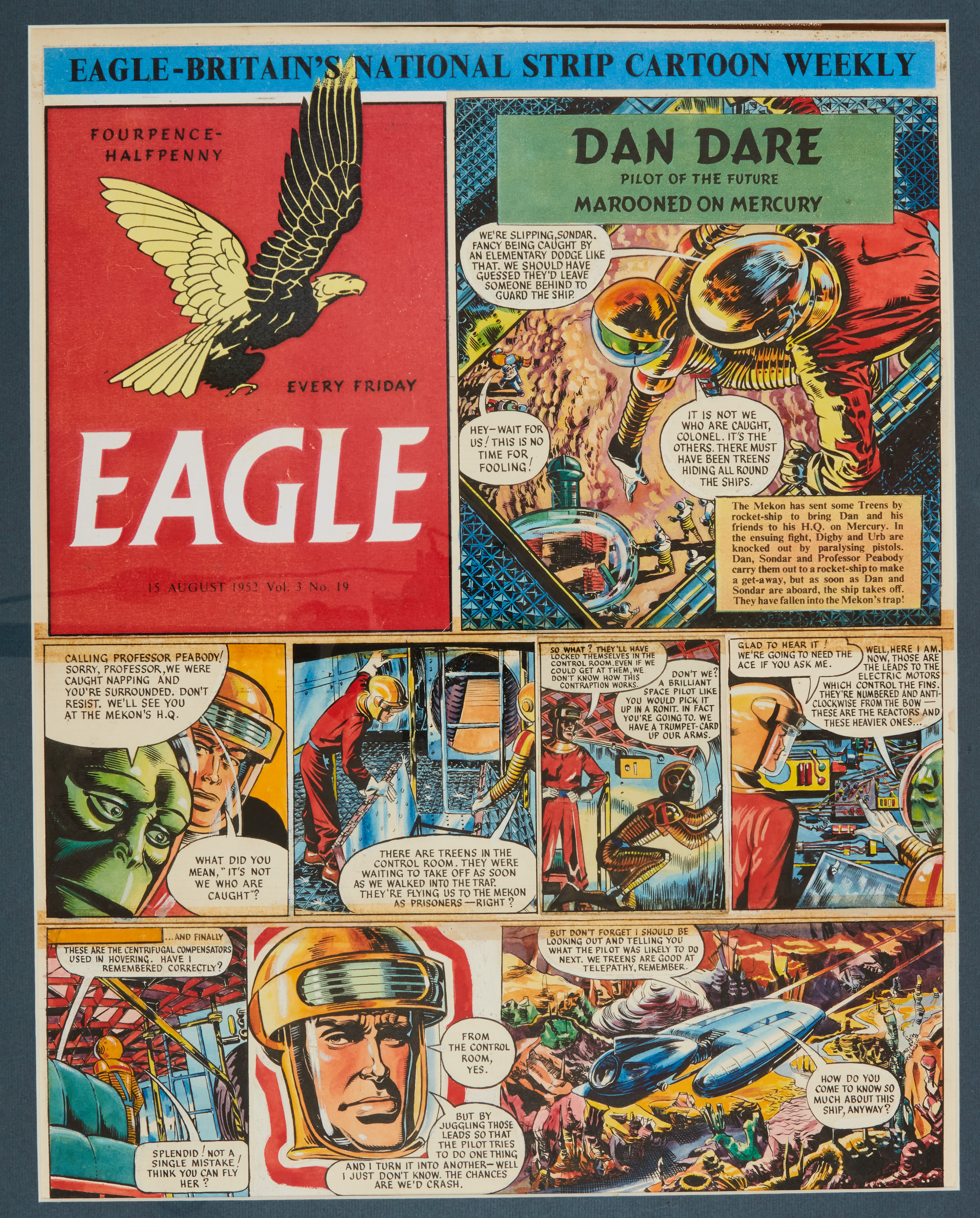 Dan Dare/Eagle front cover original artwork by Harold Johns and Greta Tomlinson for The Eagle Vol.