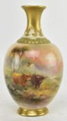 ROYAL WORCESTER - H. STINTON - HIGHLAND CATTLE BALUSTER VASE