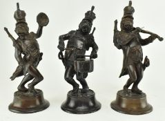 THREE FRENCH 19TH CENTURY BRONZES OF MONKEY SOLDIER BAND