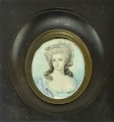 19TH CENTURY FRENCH SCHOOL MINIATURE PORTRAIT ON IVORY