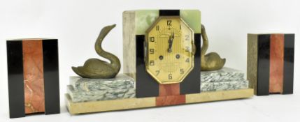 PIERRE MEGNIN - FRENCH ART DECO MARBLE & ONYX MANTEL CLOCK