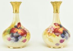 ROYAL WORCESTER - K BLAKE - PAIR OF FINE CHINA GLOBULAR VASES