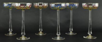 THERESIENTHAL - SIX ART NOUVEAU CRYSTAL CHAMPAGNE GLASSES