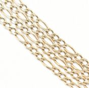 HALLMARKED 9CT GOLD FLAT LINK FIGARO CHAIN NECKLACE
