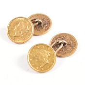 A PAIR OF GOLD ONE DOLLAR COIN CUFFLINKS