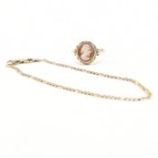 HALLMARKED 9CT GOLD CAMEO RING & AF FIGARO LINK BRACELET