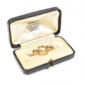 BELLE EPOQUE DEMANTOID GARNET DIAMOND & PEARL BROOCH