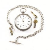 JG GRAVES ENGLISH LEVER SILVER POCKET WATCH & ALBERT CHAIN