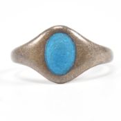 CHARLES HORNER ART NOUVEAU SILVER & ENAMEL SIGNET RING