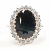 HALLMARKED 9CT GOLD SAPPHIRE & DIAMOND CLUSTER RING