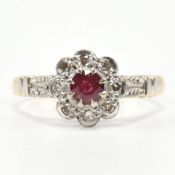 HALLMARKED 18CT GOLD RUBY & DIAMOND CLUSTER RING